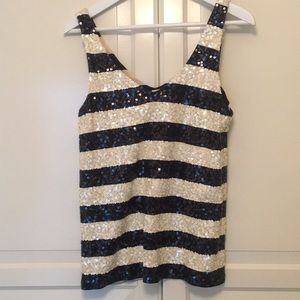 J CREW Sequin Double V-neck Top